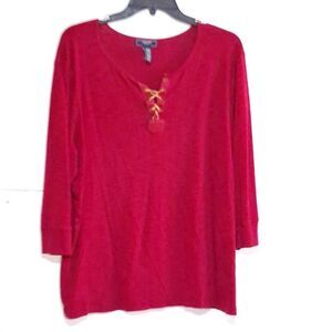 A Chaps Women's Plus Sized Lace Front Shirt Western Ranch Casual Rodeo 3X